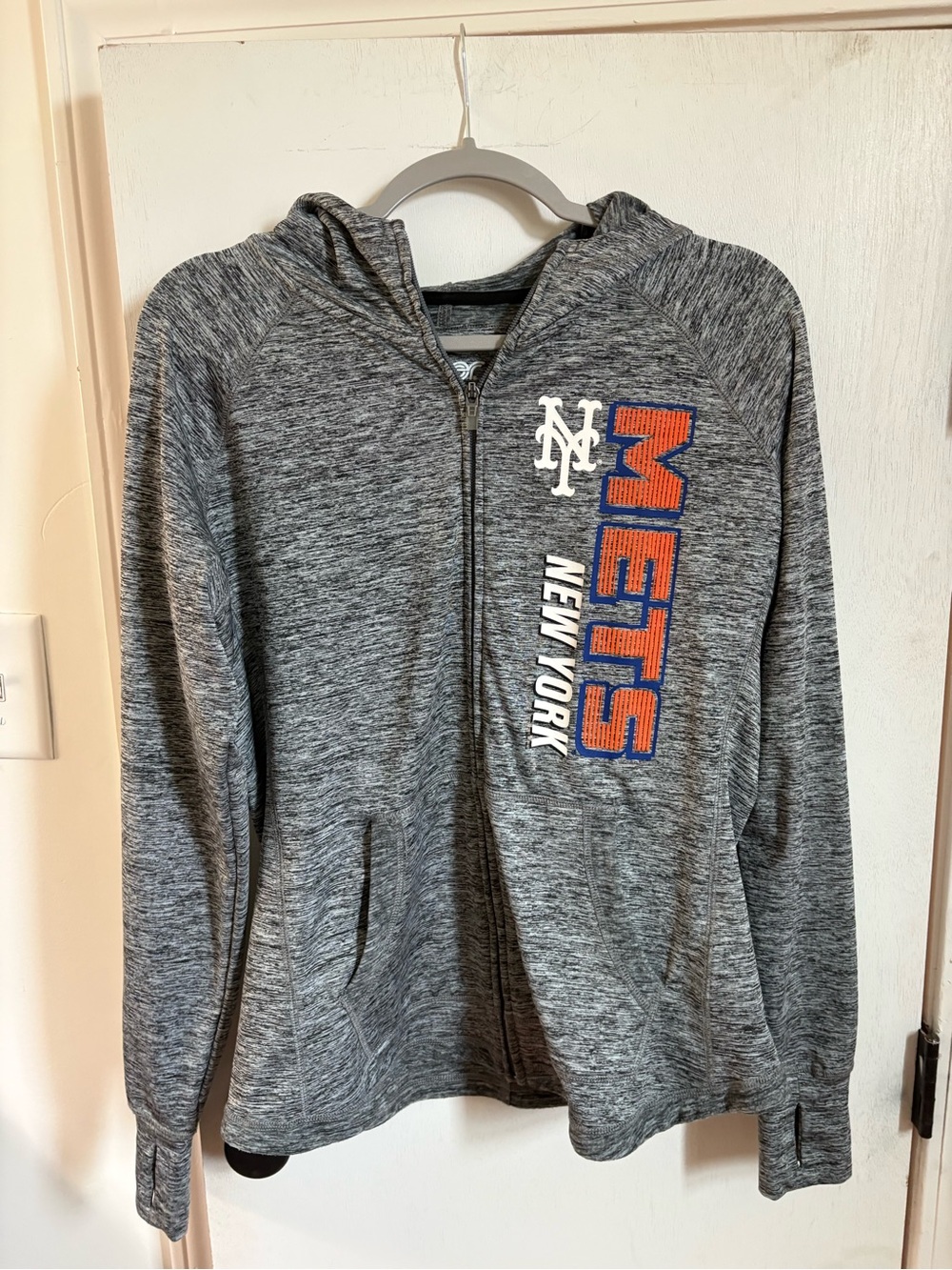 New York Mets Gray Full-Zip Hooded Jacket